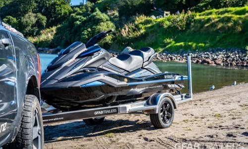 GFAB Alloy Single Jet Ski Trailer - front view with Yamaha Wave Runner